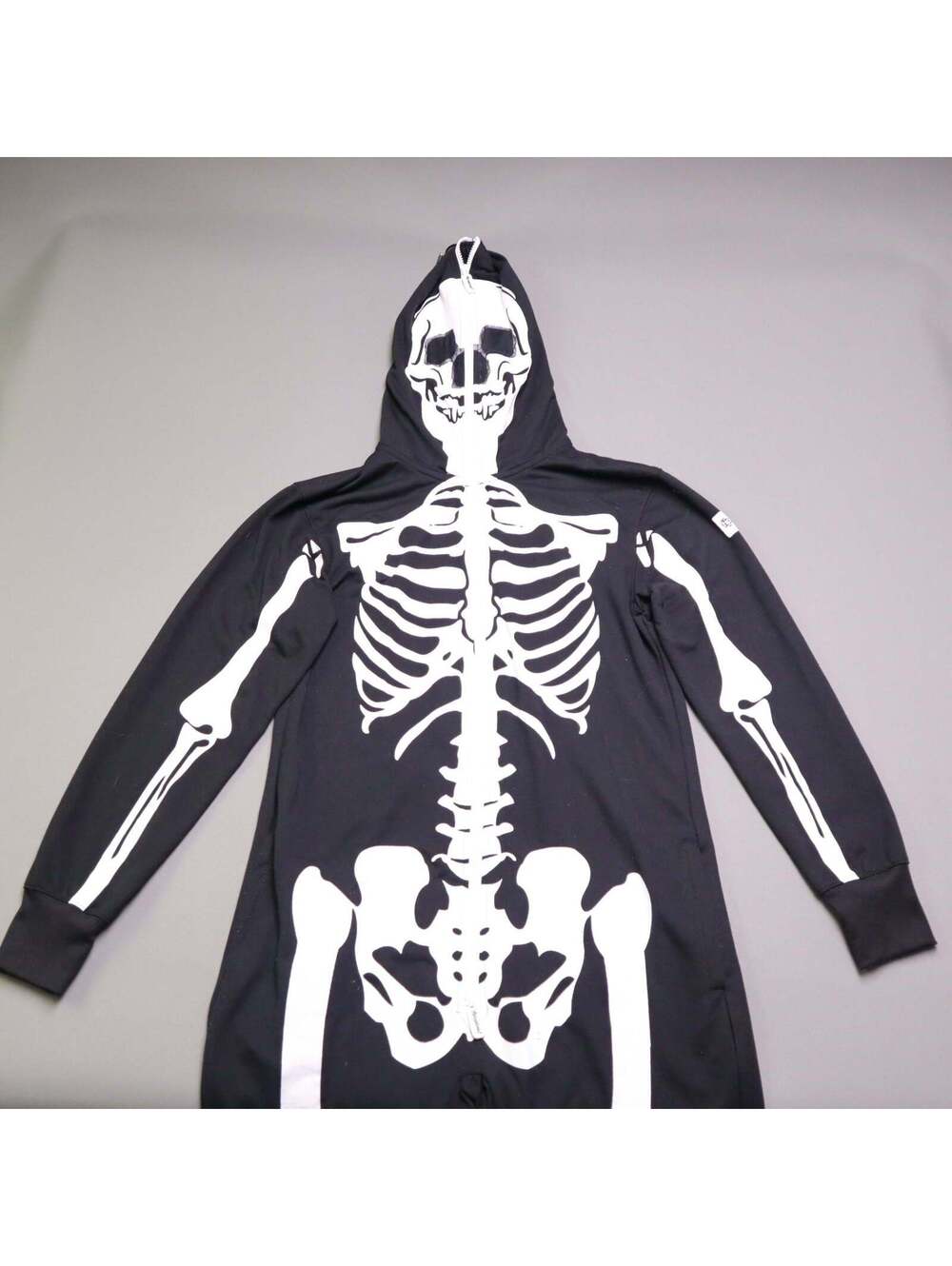 Tipsy Elves Skeleton Jumpsuit Onesie Costume Full Zip Hood Halloween - Picture 2 of 13